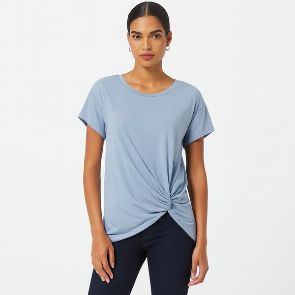 A322-A • Premium Rib Modal Top With Side Gathering Detail - Picture 1 of 4